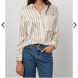Rails 100% Silk Spencer Ivory Daffodil button up top - size Large